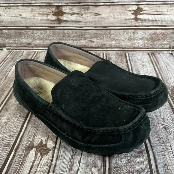 UGG Shoes Ugg Men Alder Slipper Black Leather Suede Slip On